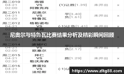 尼奥尔与特鲁瓦比赛结果分析及精彩瞬间回顾